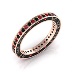 Black Diamond & Garnet Eternity Band Rose Gold Plated Ring
