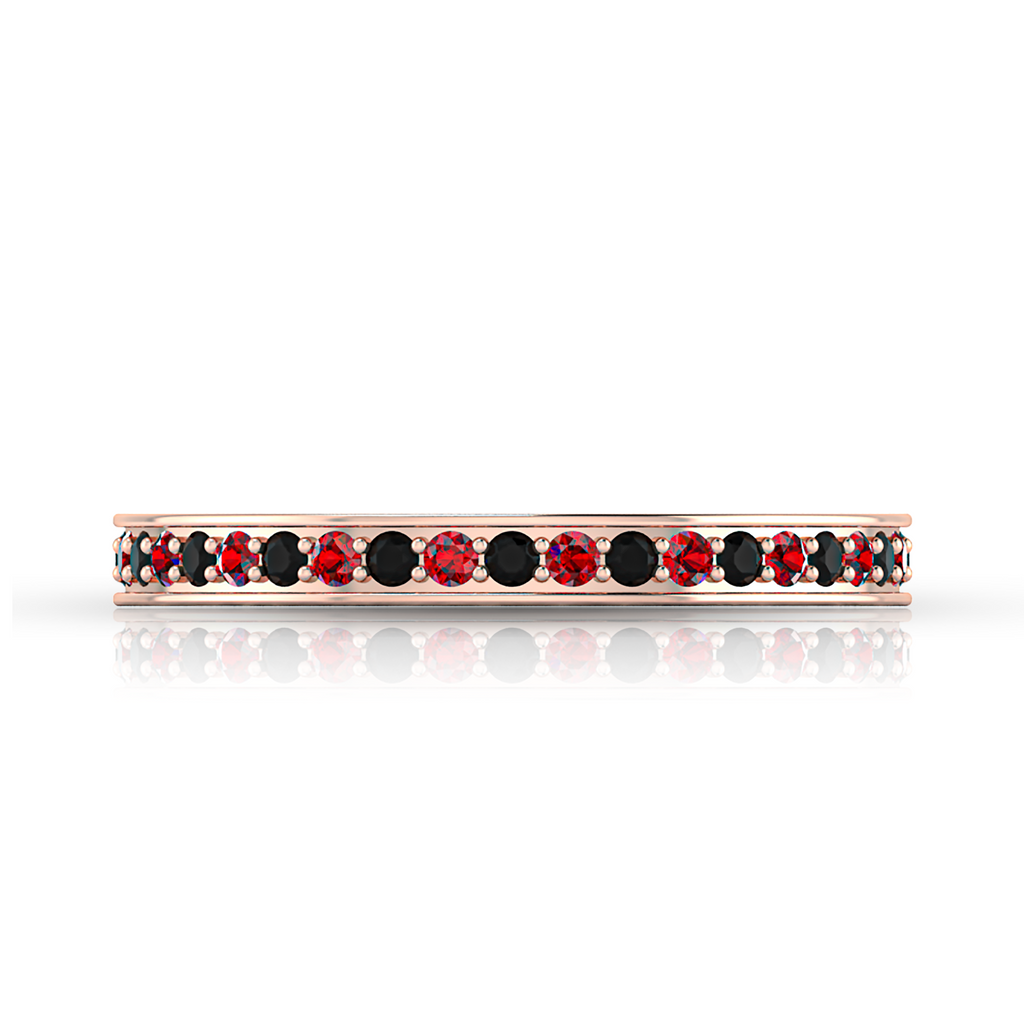 Black Diamond & Garnet Eternity Band Rose Gold Plated Ring