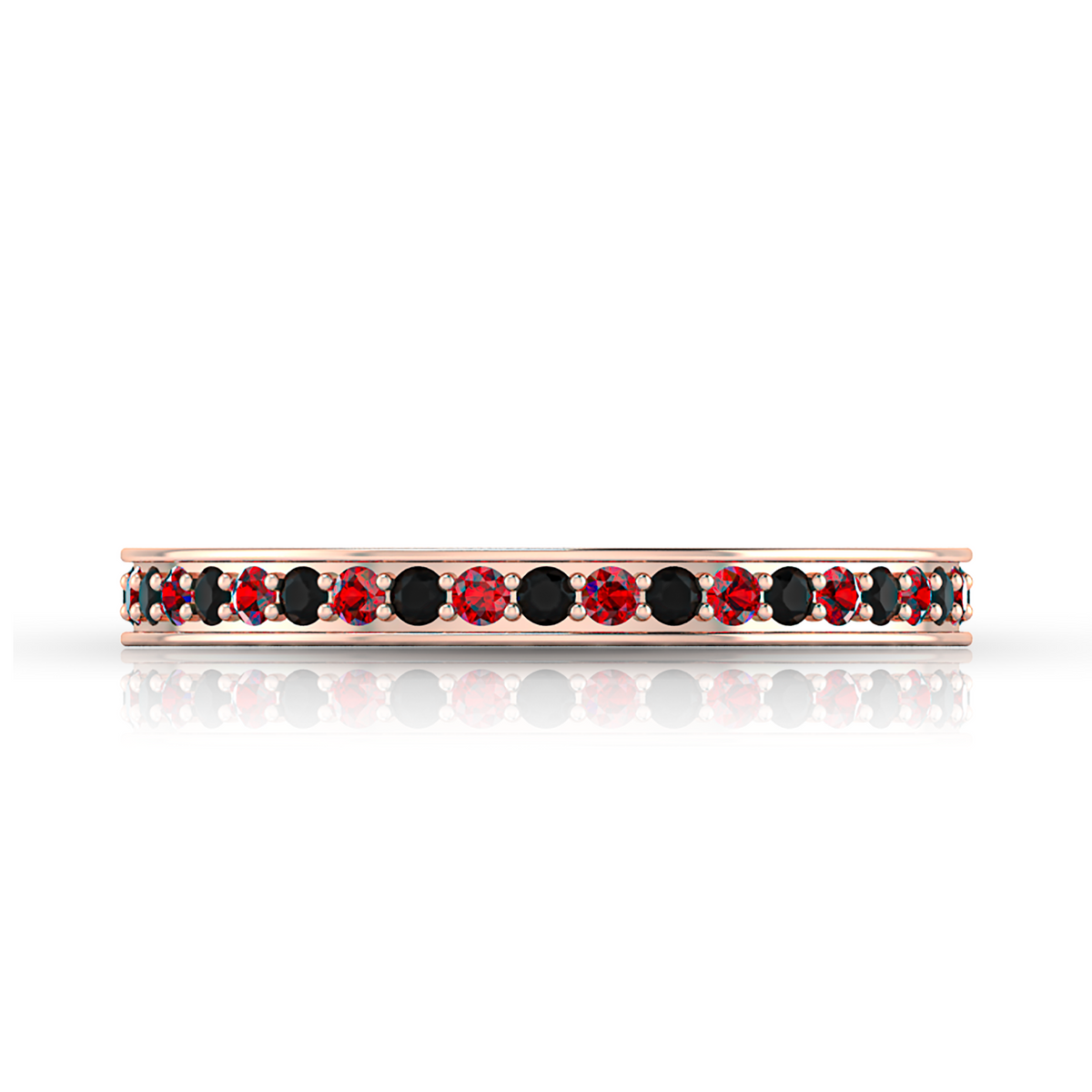 Black Diamond & Garnet Eternity Band Rose Gold Plated Ring