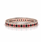 Black Diamond & Garnet Eternity Band Rose Gold Plated Ring