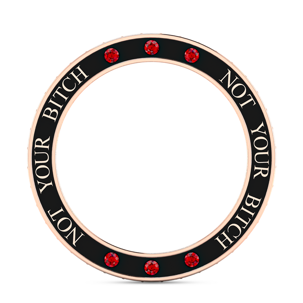 Black Diamond & Garnet Eternity Band Rose Gold Plated Ring