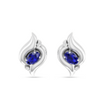 925 Silver Oval Blue Sapphire Shell Stud Earrings