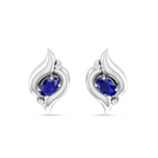 925 Silver Oval Blue Sapphire Shell Stud Earrings