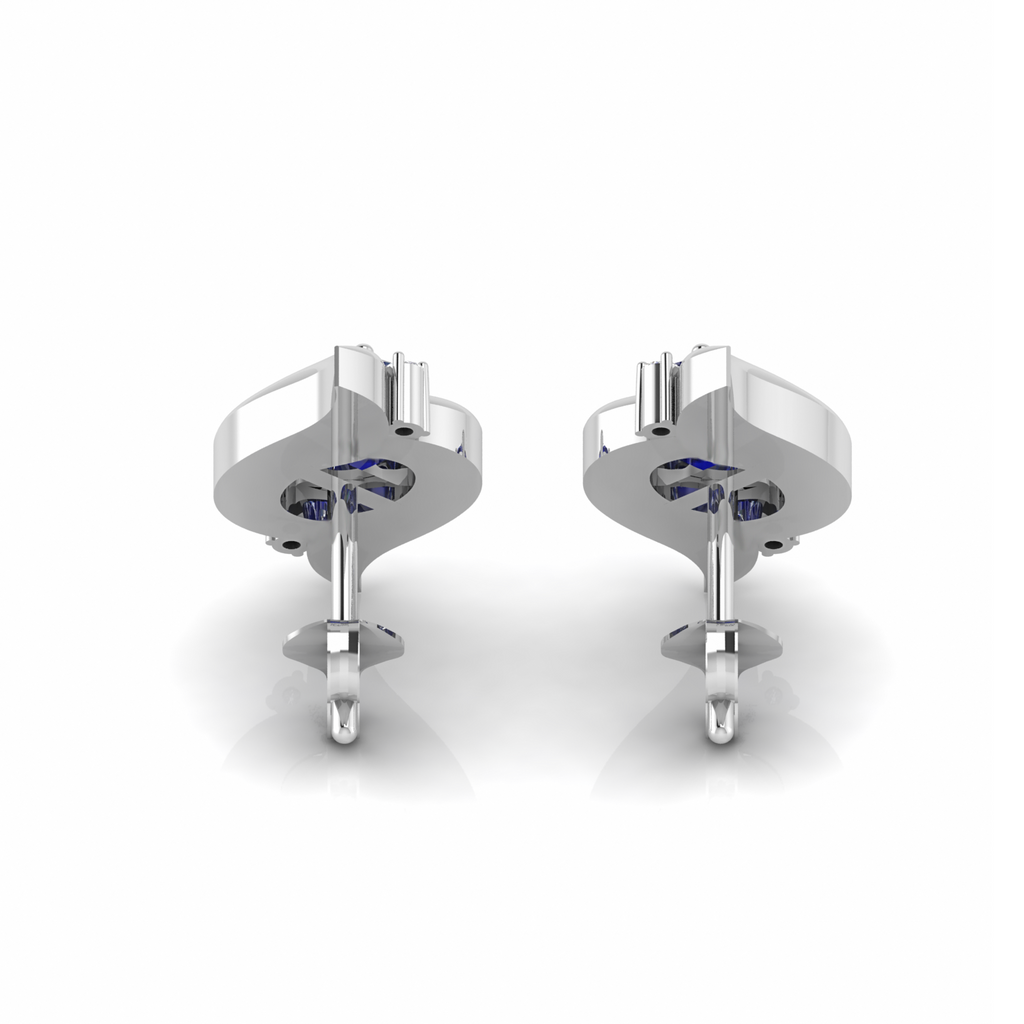 925 Silver Oval Blue Sapphire Shell Stud Earrings