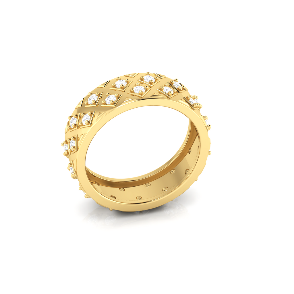 Gold Plated Diamond Engagement Band Ring