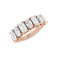 Stackable Oval & Emerald Cut Mix Diamond Silver Ring