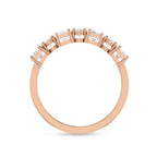 Stackable Oval & Emerald Cut Mix Diamond Silver Ring