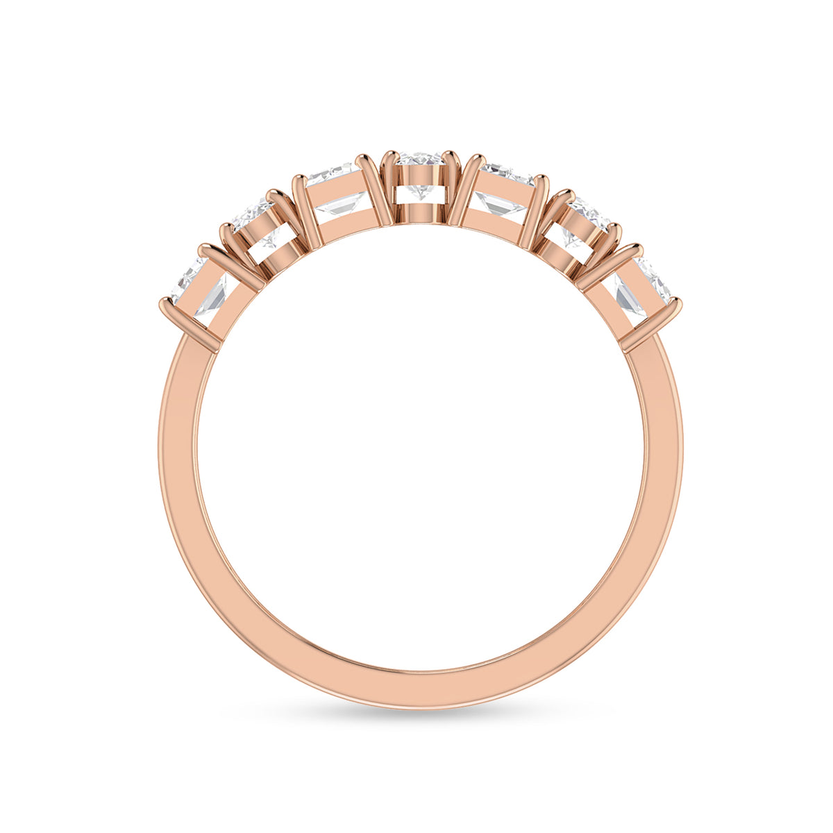 Stackable Oval & Emerald Cut Mix Diamond Silver Ring
