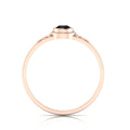 Tear Drop Style Black Diamond Flower Two Tone Rose Gold Plated Solitaire Ring