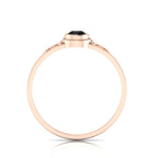 Tear Drop Style Black Diamond Flower Two Tone Rose Gold Plated Solitaire Ring