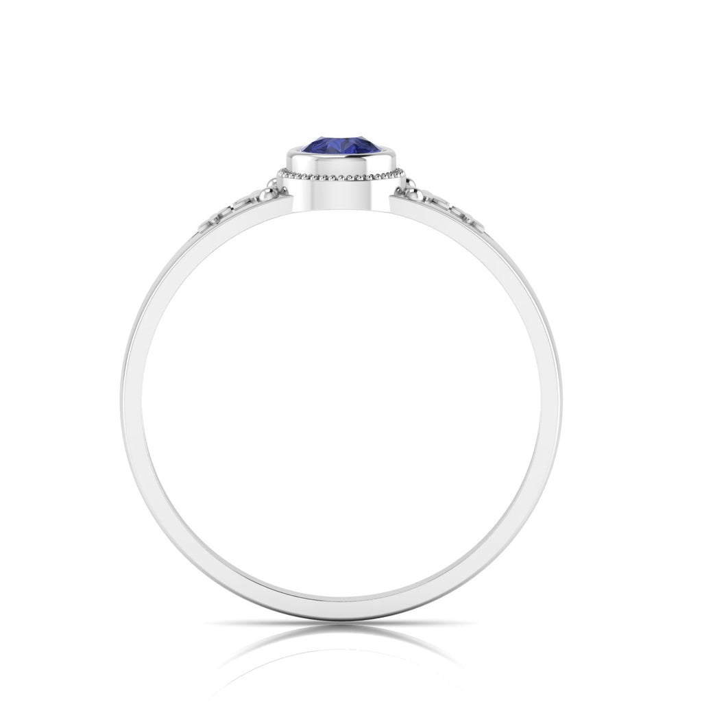 Tear Drop Style Tanzanite Flower 925 Silver Solitaire Ring