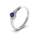 Tear Drop Style Tanzanite Flower 925 Silver Solitaire Ring