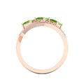 Princess-Cut Peridot Rose Gold Plated Three Stone Ring