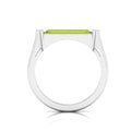 Baguette-Cut Peridot Silver Bar Ring