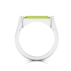 Baguette-Cut Peridot Silver Bar Ring