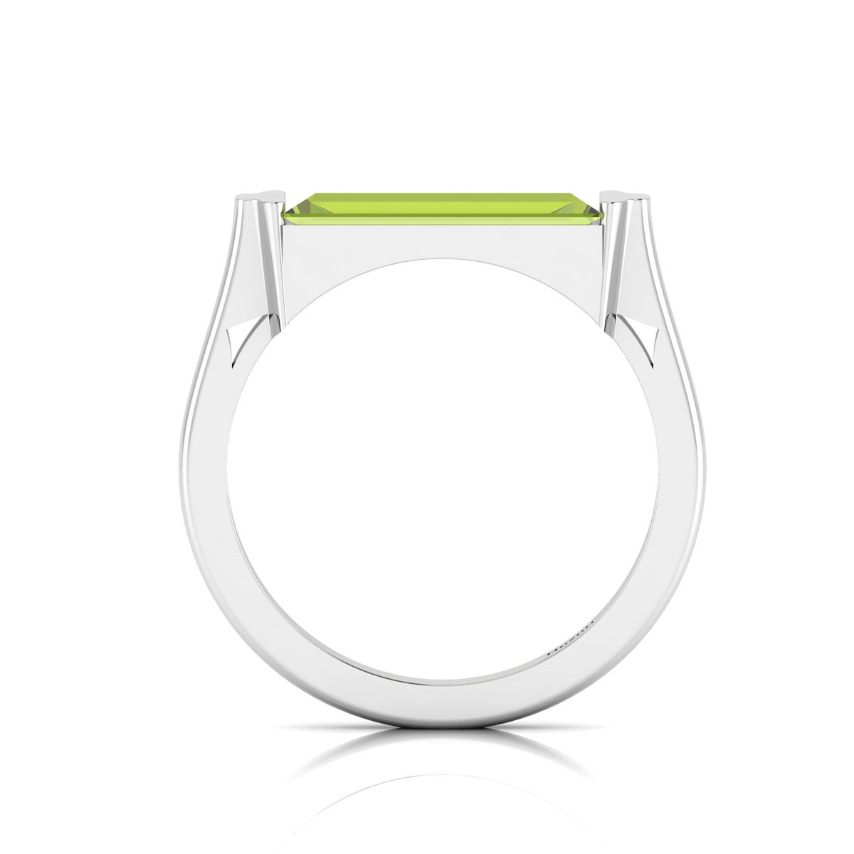 Baguette-Cut Peridot Silver Bar Ring