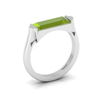 Baguette-Cut Peridot Silver Bar Ring