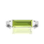 Baguette-Cut Peridot Silver Bar Ring