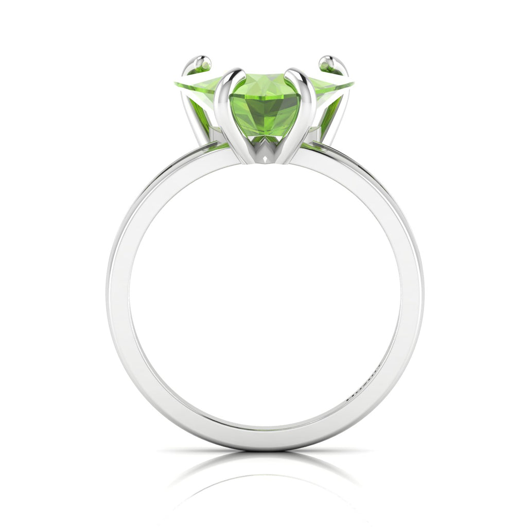 925 Silver Trillion Curved Peridot Ring