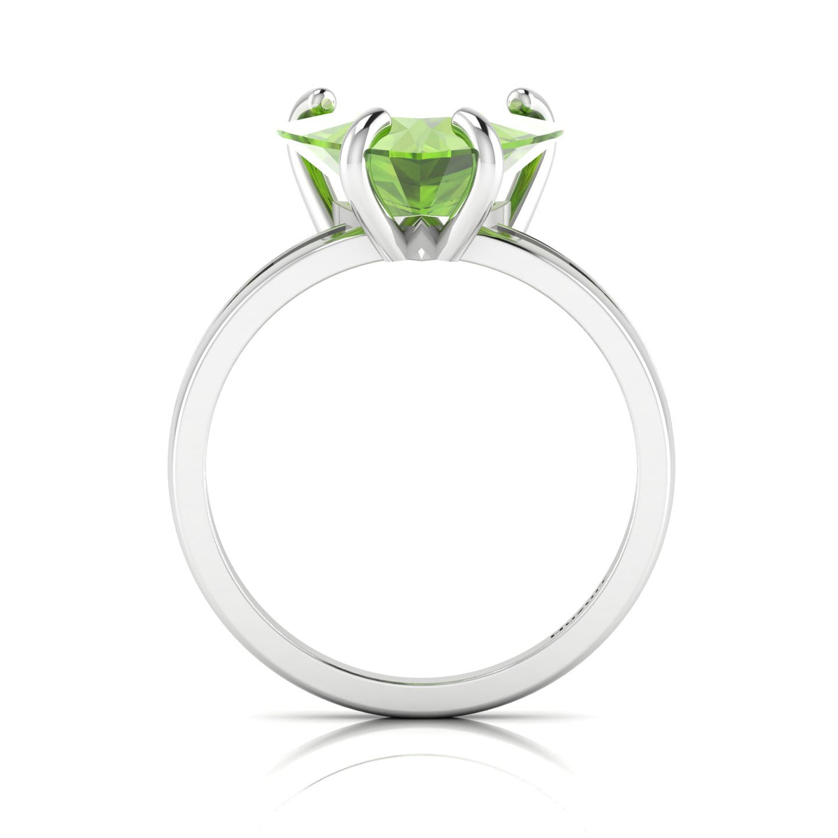 925 Silver Trillion Curved Peridot Ring