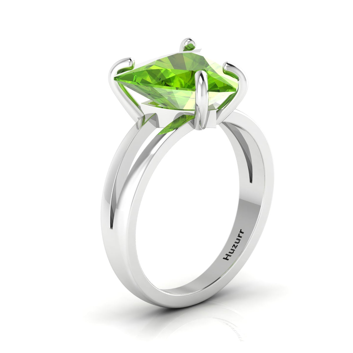 925 Silver Trillion Curved Peridot Ring