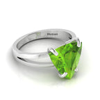 925 Silver Trillion Curved Peridot Ring