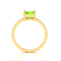 Radiant-Cut Peridot And Diamond Gold Plated Solitaire Ring