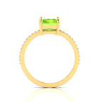 Radiant-Cut Peridot And Diamond Gold Plated Solitaire Ring