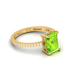 Radiant-Cut Peridot And Diamond Gold Plated Solitaire Ring