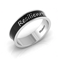 Personalized Black Enamel Band Silver Resilienrt Ring