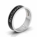 Personalized Black Enamel Band Silver Resilienrt Ring