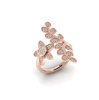Rose Gold Plated Celestial Star Leaf Promise Diamond Ring