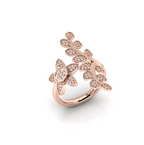 Rose Gold Plated Celestial Star Leaf Promise Diamond Ring