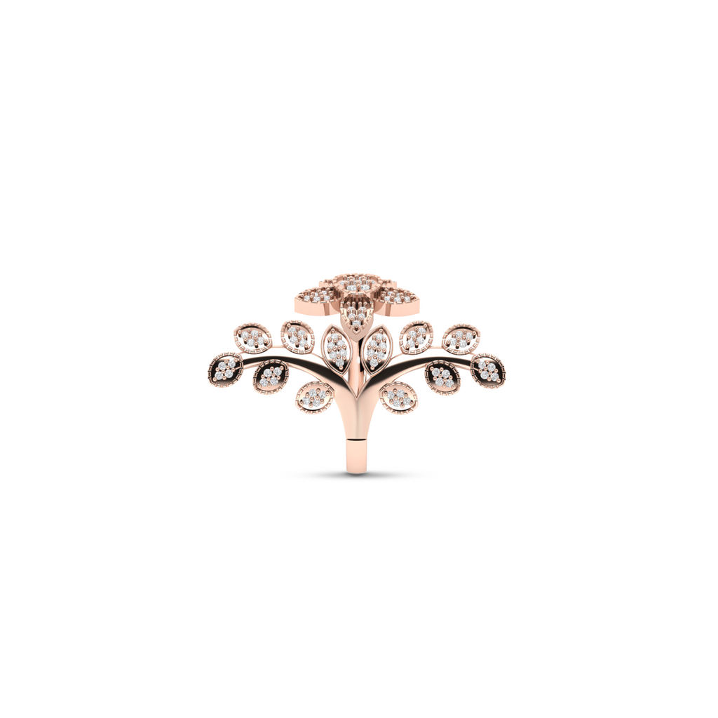 Rose Gold Plated Celestial Star Leaf Promise Diamond Ring