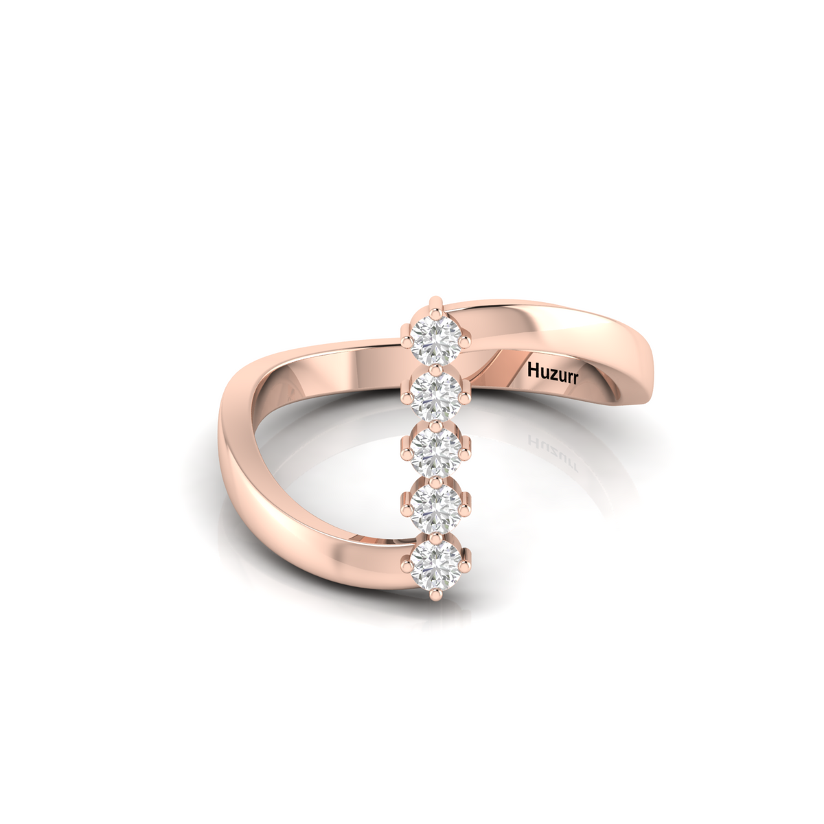 Rose Gold Plated Five Diamond Ring For Her