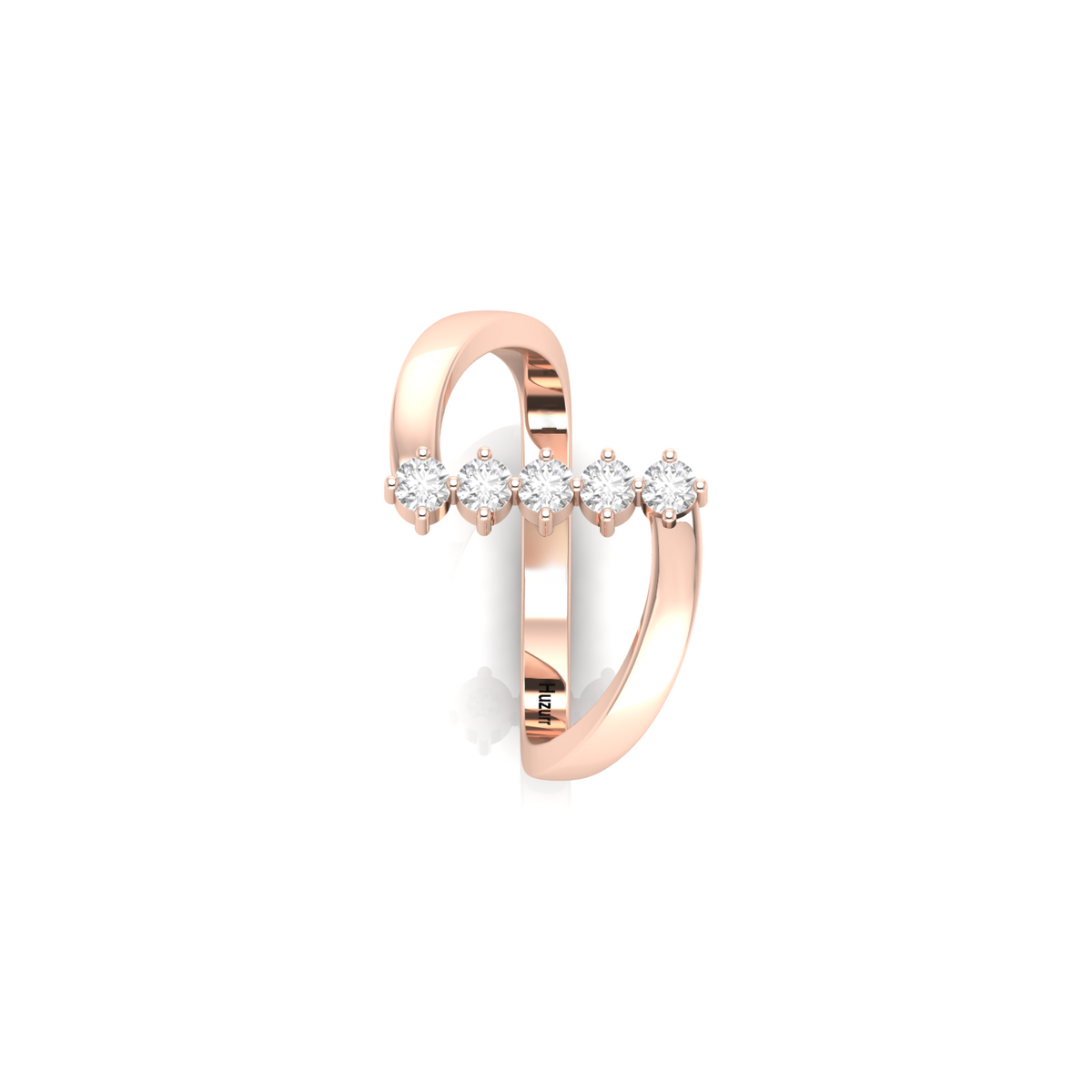 Rose Gold Plated Five Diamond Ring For Her