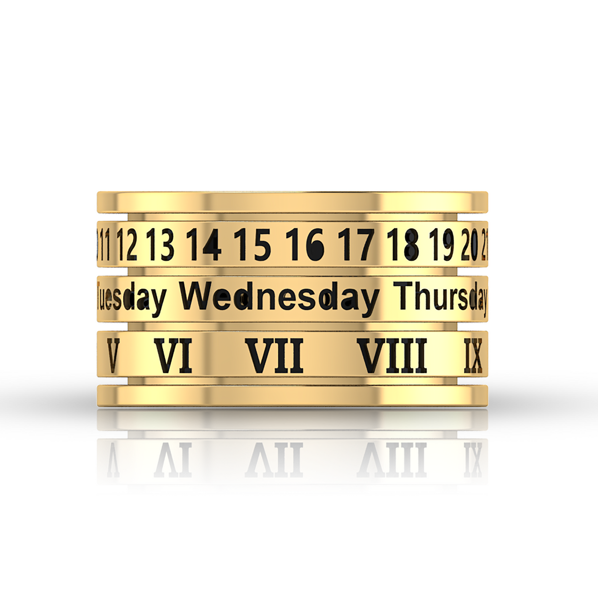 Personality Rotation Date Gold Plated Spinner Rings