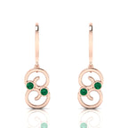 Rose Gold Plated Wire Hook Drop Round Emerald Earrings