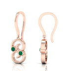 Rose Gold Plated Wire Hook Drop Round Emerald Earrings