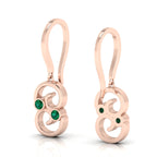 Rose Gold Plated Wire Hook Drop Round Emerald Earrings
