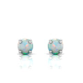 Round Opal Stud Sterling Silver Earrings