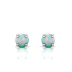 Round Opal Stud Sterling Silver Earrings
