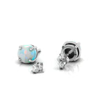 Round Opal Stud Sterling Silver Earrings