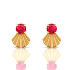 Ruby Gold Plated Fantail Earrings