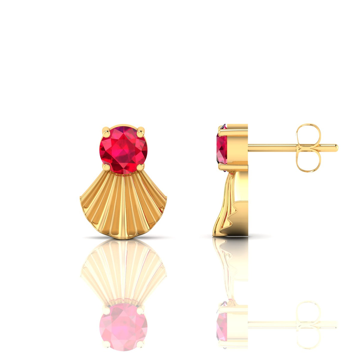 Ruby Gold Plated Fantail Earrings