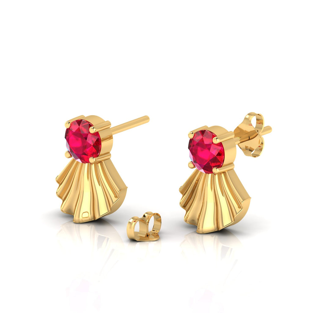 Ruby Gold Plated Fantail Earrings