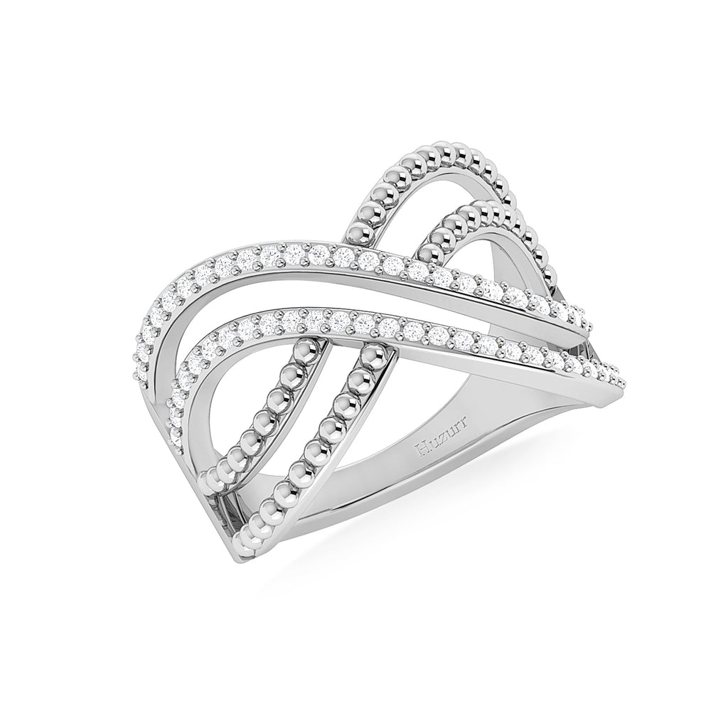 Silver Multi-Tier Band Diamond Ring