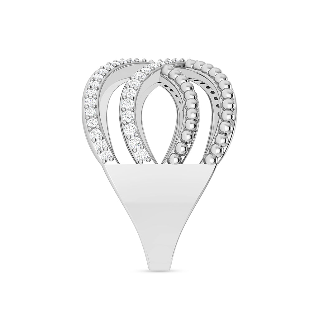 Silver Multi-Tier Band Diamond Ring