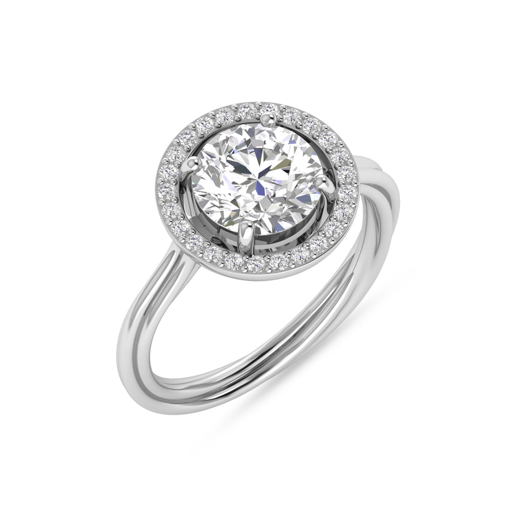 Silver Round Diamond Solitaire Ring