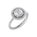 Silver Round Diamond Solitaire Ring